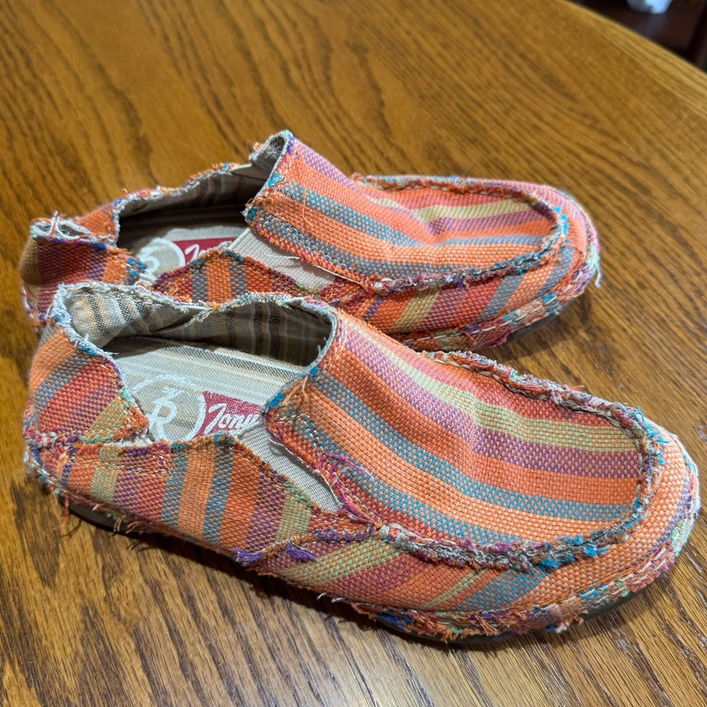 Tony Lama Women's Orange Striped Canvas Shoe Size 6B